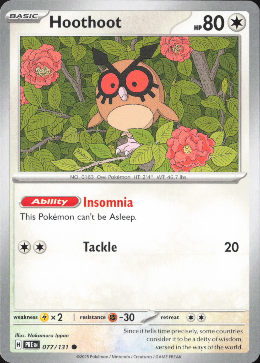 Hoothoot Common SV: Prismatic Evolutions 077/131 NM