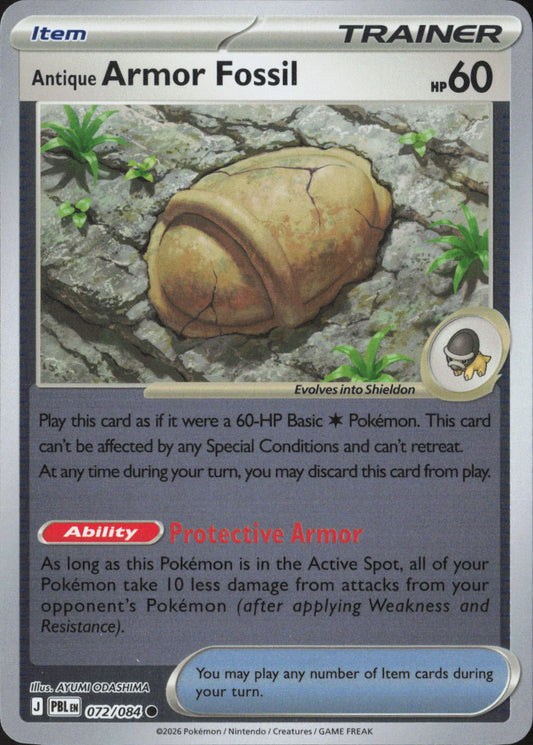 Antique Armor Fossil Common ME05: Pitch Black 072/084 NM