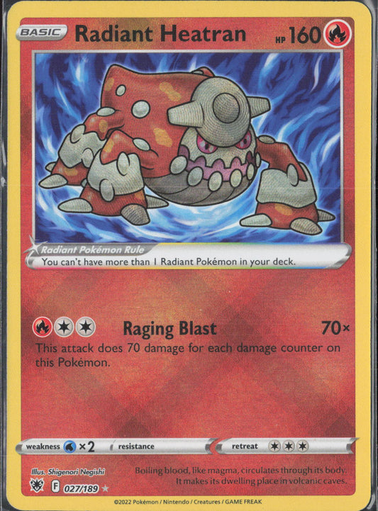 Radiant Heatran Holo Radiant Rare SWSH10: Astral Radiance 027/189 NM