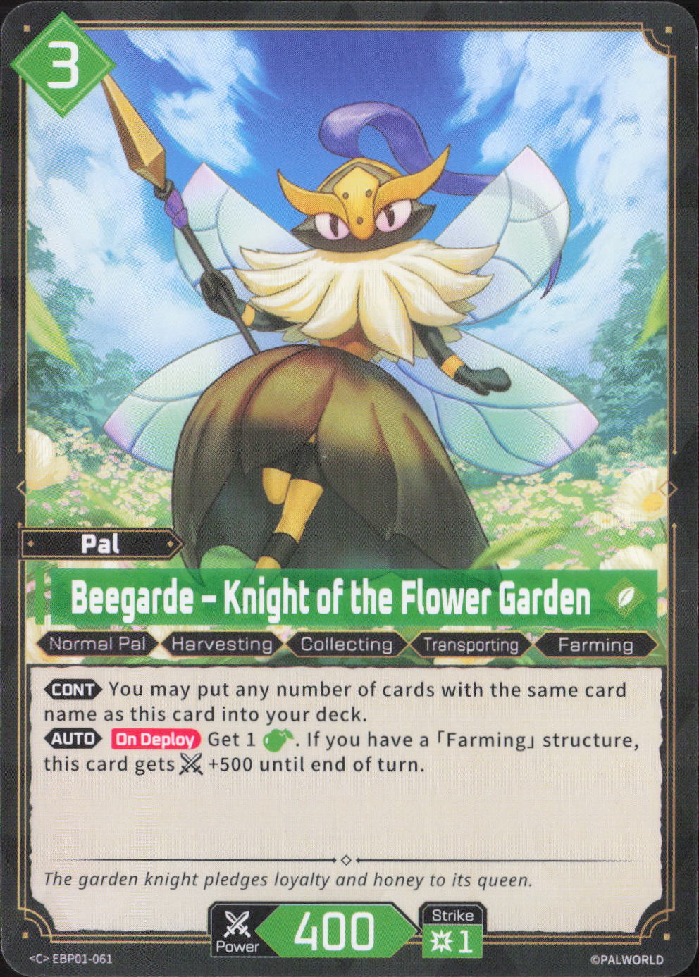 Beegarde - Knight of the Flower Garden Common BP01: Dawn of Palpagos EBP01-061NM