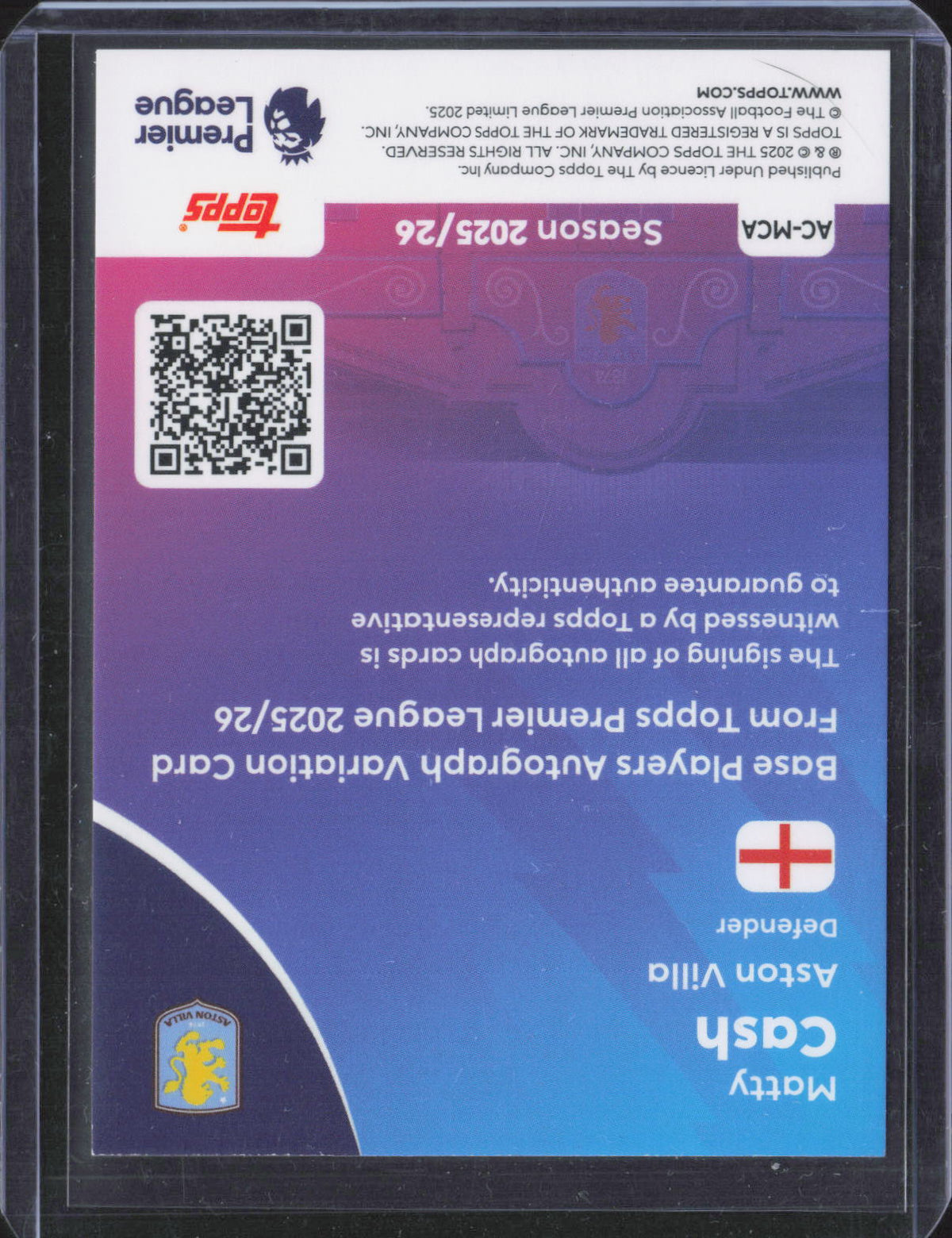 Matty Cash Auto Blue /150 – 2025-26 Topps Premier League