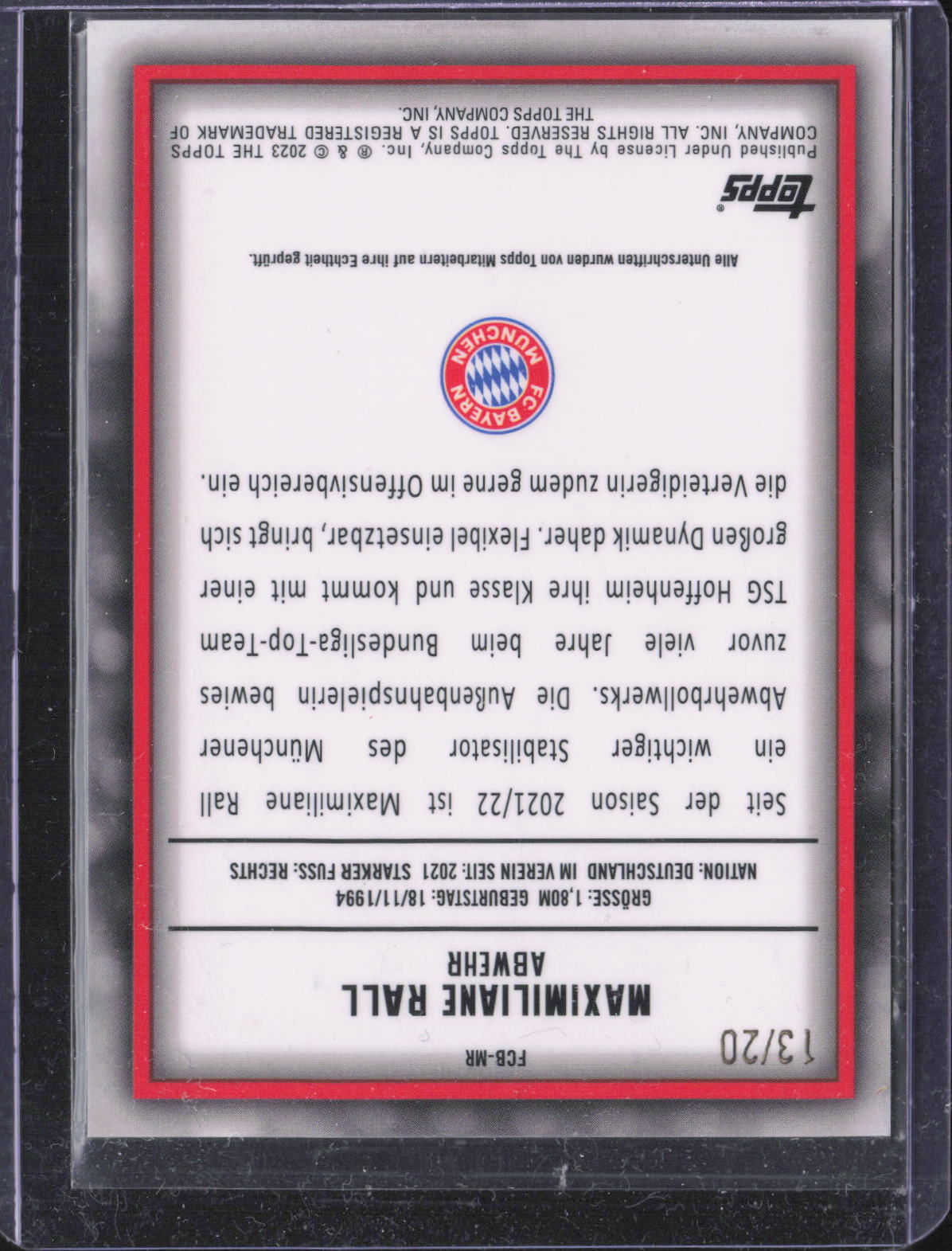Maximiliane Rall Auto Green /20 – Topps Bayern München